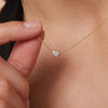 Oro de 14 Quilates Pavé Cubic Zirconia Puffy Heart Pendant Necklace - 3