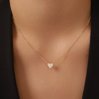 18 Karat Gold with Diamond Diamond Heart Pendant Necklace (0.01 ct) - 2