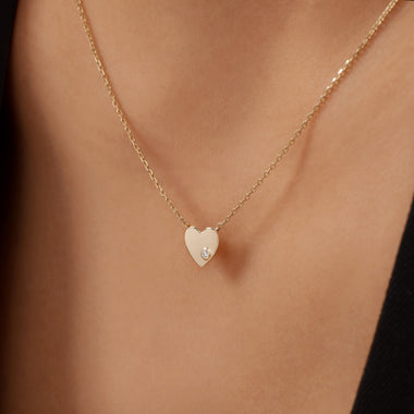 18 Karat Gold with Diamond Diamond Heart Pendant Necklace (0.01 ct) - 4