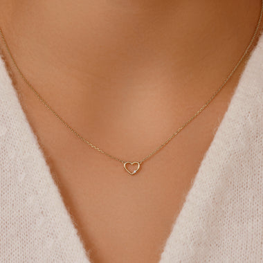 18 Karat Gold with Diamond Diamond Open Heart Pendant Necklace (0.01 ct) - 3