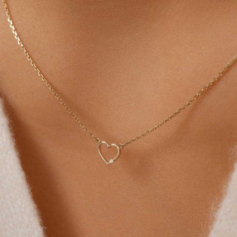 Diamond Open Heart Pendant Necklace (0.01 ct)