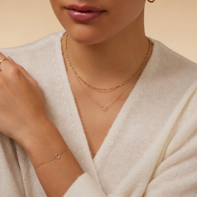 Diamond Open Heart Pendant Necklace (0.01 ct)