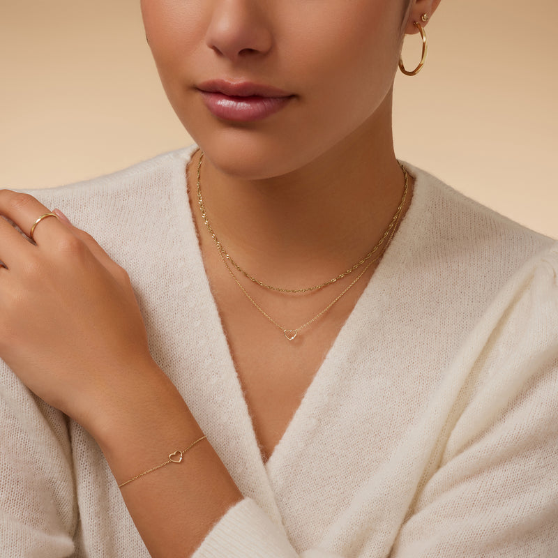 Diamond Open Heart Pendant Necklace (0.01 ct)