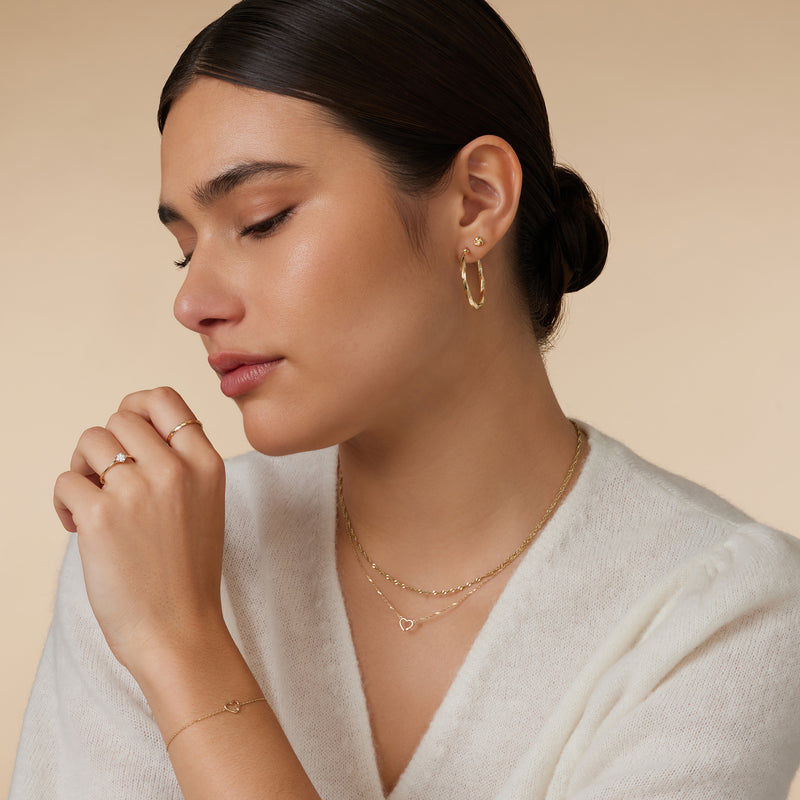 Diamond Open Heart Pendant Necklace (0.01 ct)