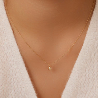 Oro 14 Carati Collana con Ciondolo a Goccia - 2