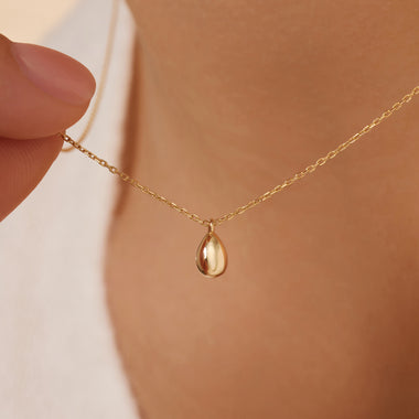 Oro 14 Carati Collana con Ciondolo a Goccia - 3