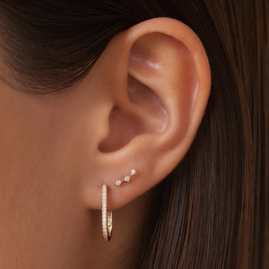 14 Karat Gold Pavé Cubic Zirconia Medium U Hoops (18mm) - 2