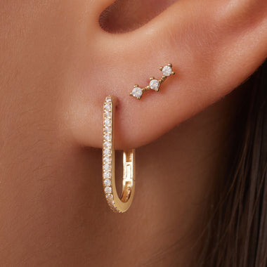 14 Karat Gold Pavé Cubic Zirconia Medium U Hoops (18mm) - 3