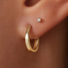 Or 14 Carats Oval Tapered Small Hoops (15 mm) - 3