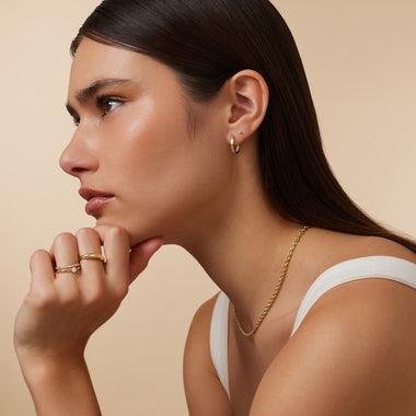 Or 14 Carats Oval Tapered Small Hoops (15 mm) - 7