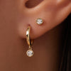 14 Karat Gold with Diamond Bezel Set Diamond Charm Hoop Earrings (0.03 ct) - 3
