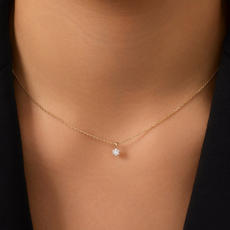 Diamond Cluster Linked Pendant Necklace (0.08 ct)