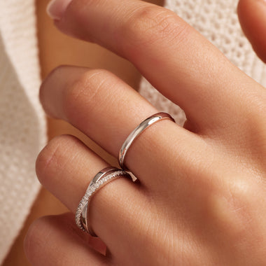 14 Karat White Gold 2 mm Curve Band Ring - 2