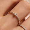 14 Karat White Gold with Diamond Four Prong Diamond Solitary Ring (0.10 ct) - 3