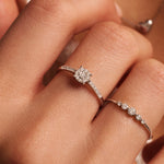 Pavé Four Prong Diamond Halo Ring (0.13 ct)