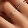 14 Karat White Gold with Diamonds Four Prong Diamond Solitary Pavé Tapered Ring (0.20 ct) - 3