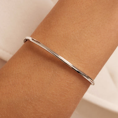Oro Blanco de 14 Quilates Essential Bangle Set - 4