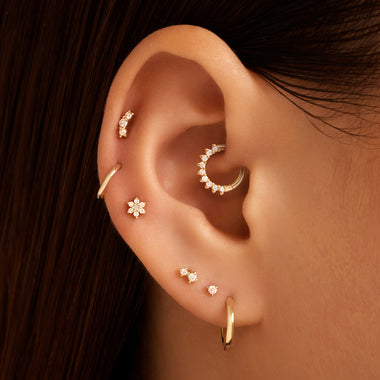 14 Karat Guld med Diamanter Diamant Evighedsring Daith Creol Piercing (10mm) (0.06 ct) - 2