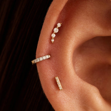 14 Karat Gold with Diamonds Diamond Threaded Curve Piercing (0.05 ct) - 3