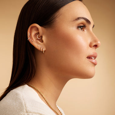 14 Karat Guld med Diamanter Pavé Diamant Daith Hoop Piercing (10mm) (0.05 ct) - 3