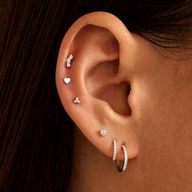 14 Karat Vitguld Hjärta Piercing - 2