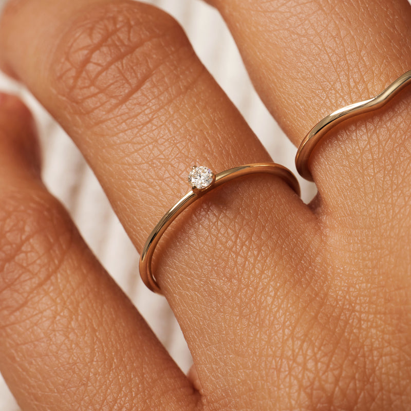 Three Prong Diamond Solitary Ring (0.06 ct)