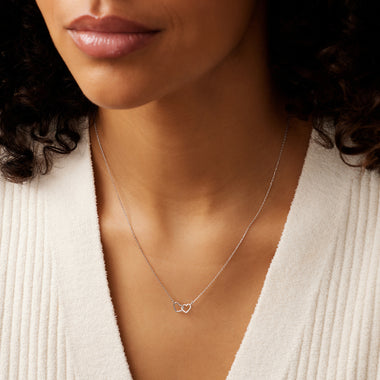 585er Weißgold Linked Heart Pendant Necklace - 5