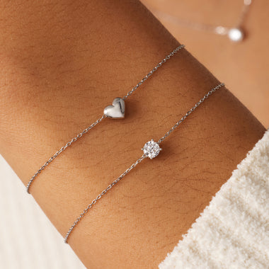 14 Karat White Gold Round Cut Cubic Zirconia Bracelet - 2
