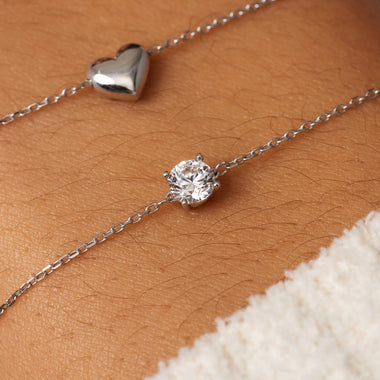 14 Karat White Gold Round Cut Cubic Zirconia Bracelet - 3