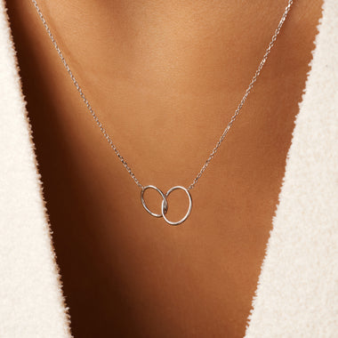585er Weißgold Linked Infinity Pendant Necklace - 4