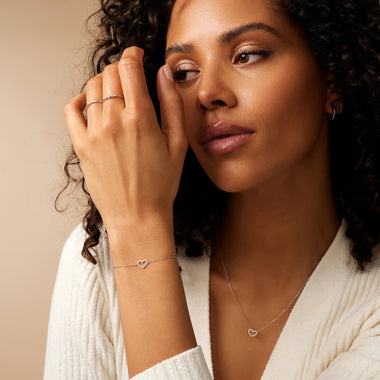 14 Karat White Gold Pavé Zirconia Open Hearts Set - 2