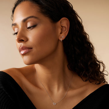 14 Karat White Gold Open Heart Studs - 5