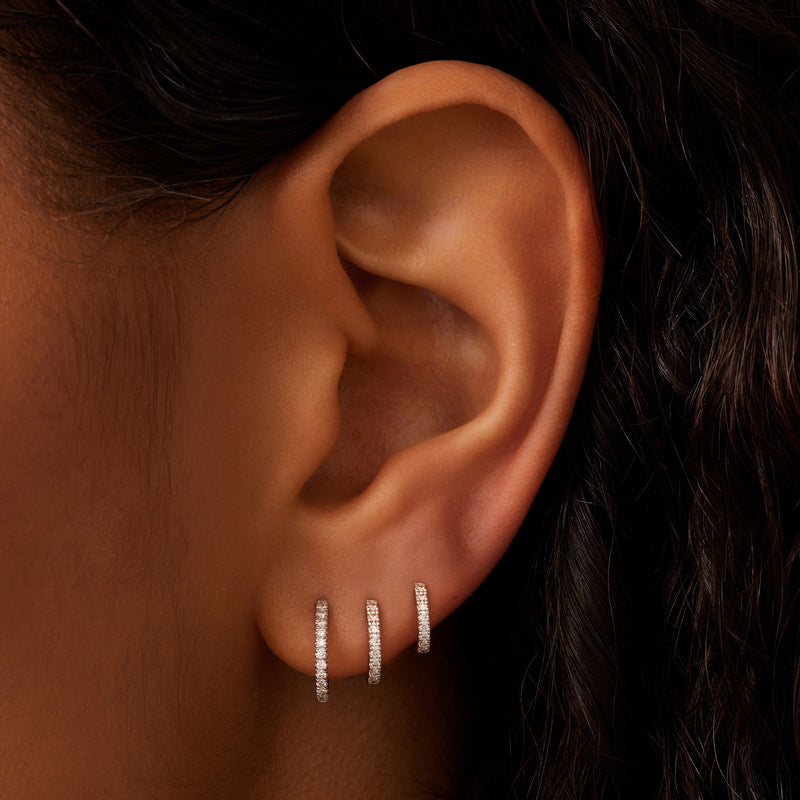 Pavé Diamond Mini Huggie Hoops (8mm) (0.05 ct)