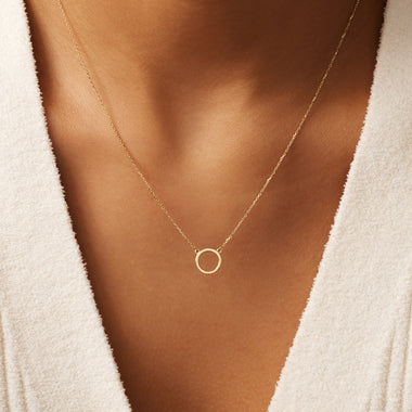 585er Gold Kreis Anhänger Halskette - 2