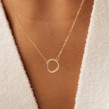 585er Gold Kreis Anhänger Halskette - 3