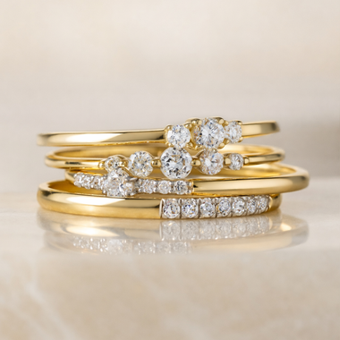 Or 14 Carats avec Diamants Bague Line Diamant (0.05 ct) - 10