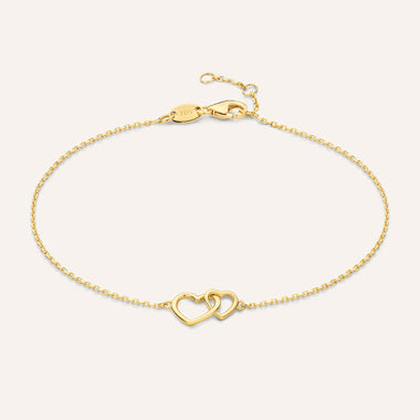 Or jaune 14 carats (585/1000) Bracelet cœur infini - 1