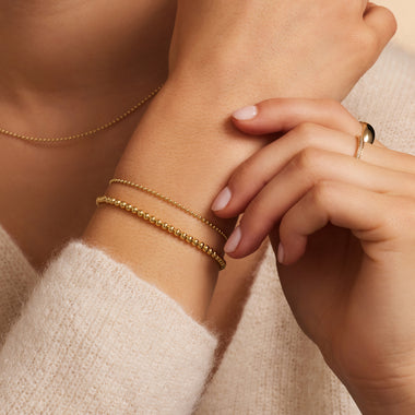 14 Karaat Goud Brede Bolletjes Armband - 4
