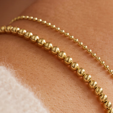 14 Karaat Goud Brede Bolletjes Armband - 3
