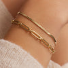 Oro de 14 Quilates Pulsera de Eslabones Paperclip Duo - 2