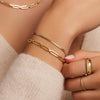 Oro de 14 Quilates Pulsera de Eslabones Paperclip Duo - 3