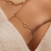 14 Karat Gold Stationed Open Heart Pendant Bracelet - 2