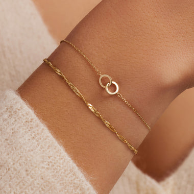 Oro de 14 Quilates Pulsera de Eslabones Infinity Ancha - 2