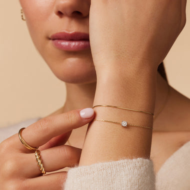 Oro de 14 Quilates Thin Snake Chain Bracelet - 3