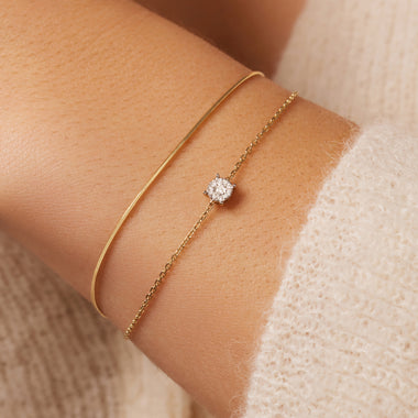 14 Karat Gold with Diamonds Four Prong Diamond Halo Bracelet (0.04 ct) - 2