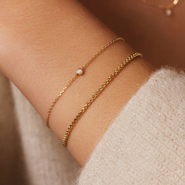 14 Karat Gold with Diamond Bezel Set Diamond Bracelet (0.03 ct) - 2