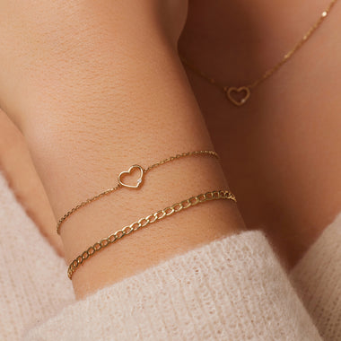 14 Karat Gold Slim Curb Chain Bracelet - 3