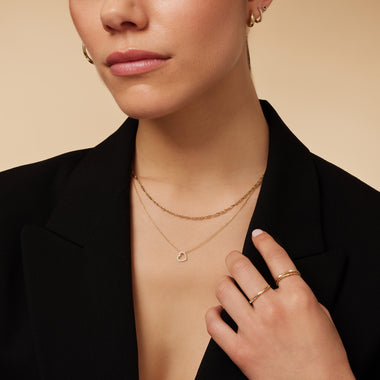 14 Karat Gold Pavé Cubic Zirconia Linked Open Heart Pendant Necklace - 4