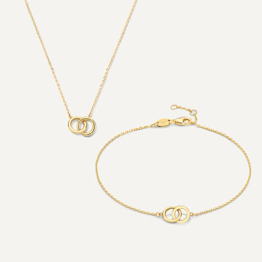 Or jaune 14 carats (585/1000) Ensemble infini entrelacé épais - 1
