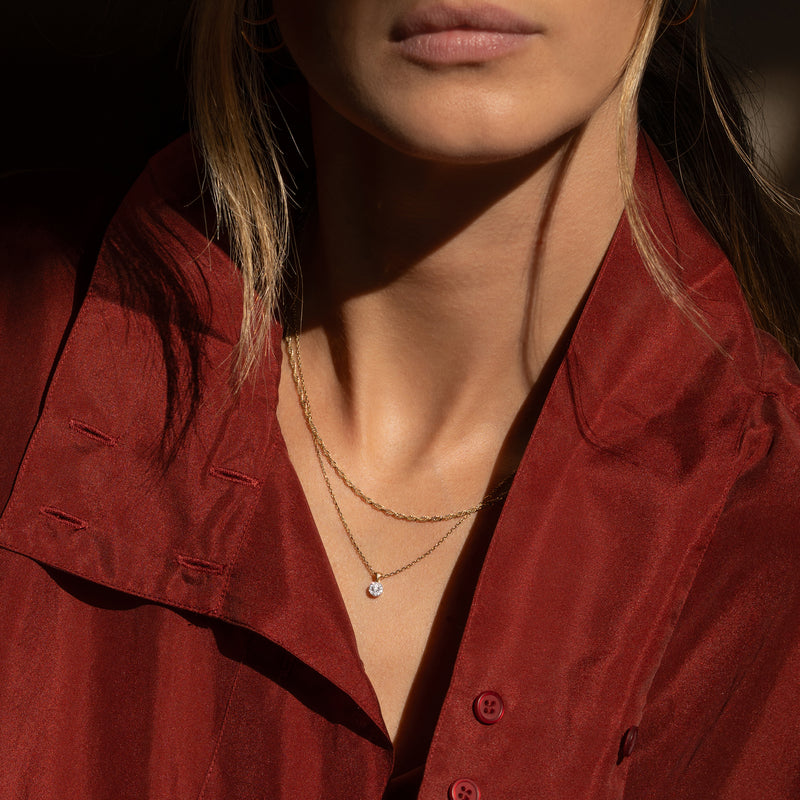 Diamond Halo Linked Pendant Necklace (0.05 ct)